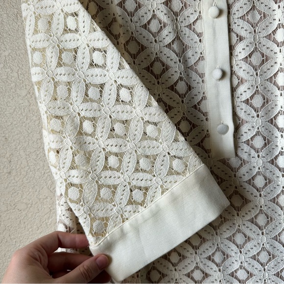 Jessica Howard Off-White Lace Button-Up Dress with Collar - Picture 4 of 8